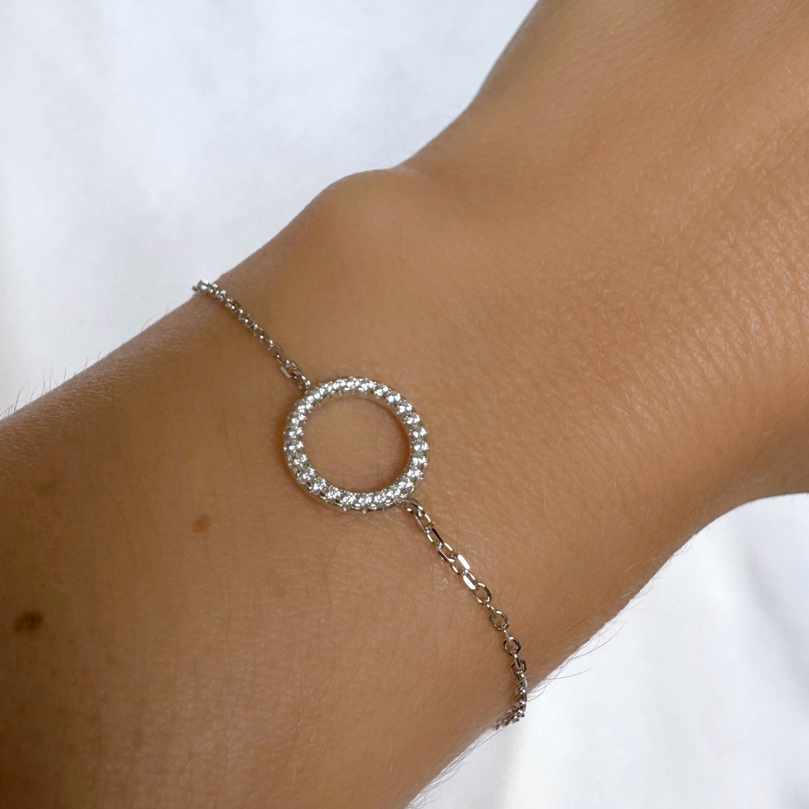 Bracelet « Petit anneau serti » argent 925 rhodié
