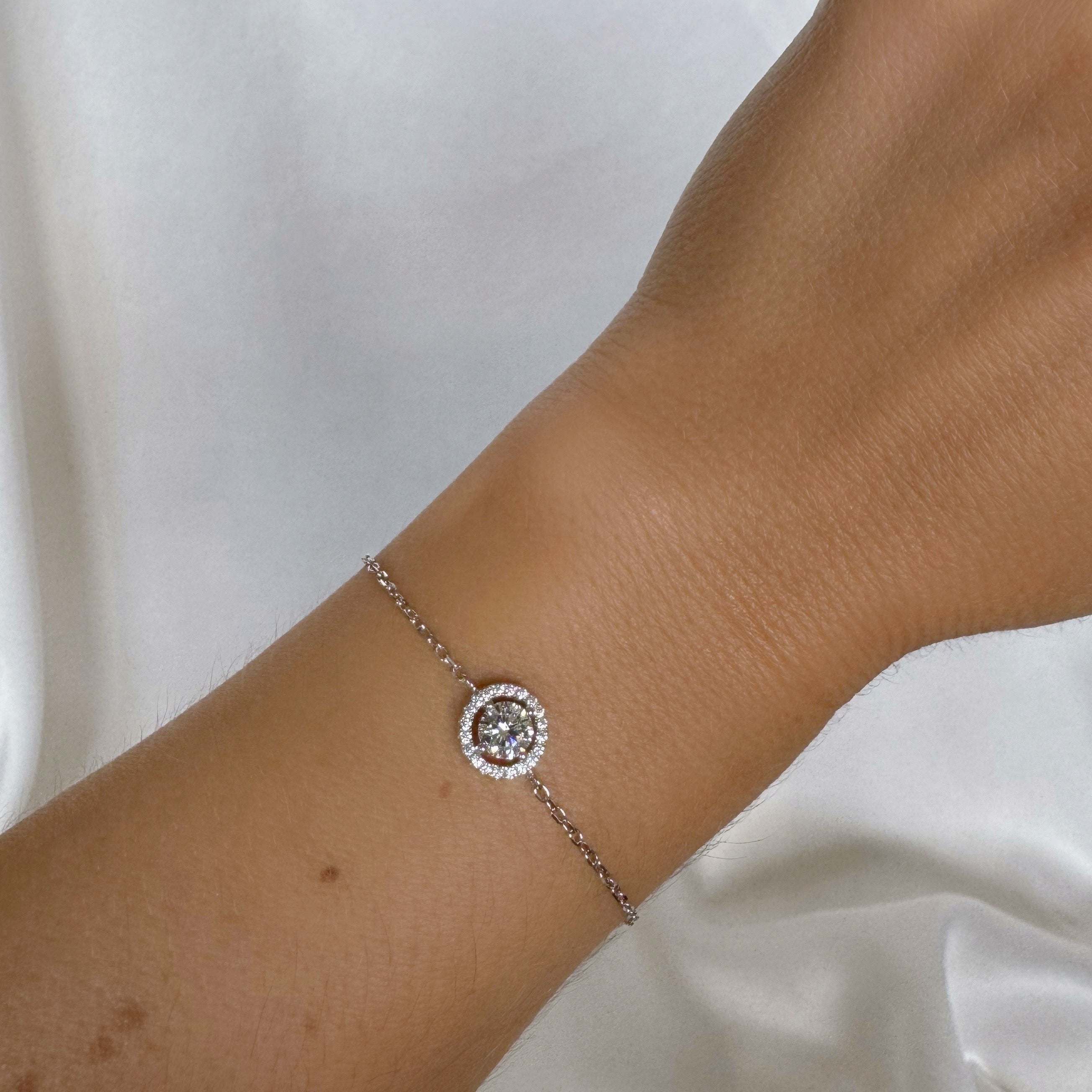 Bracelet « Solitaire serti » argent 925 rhodié