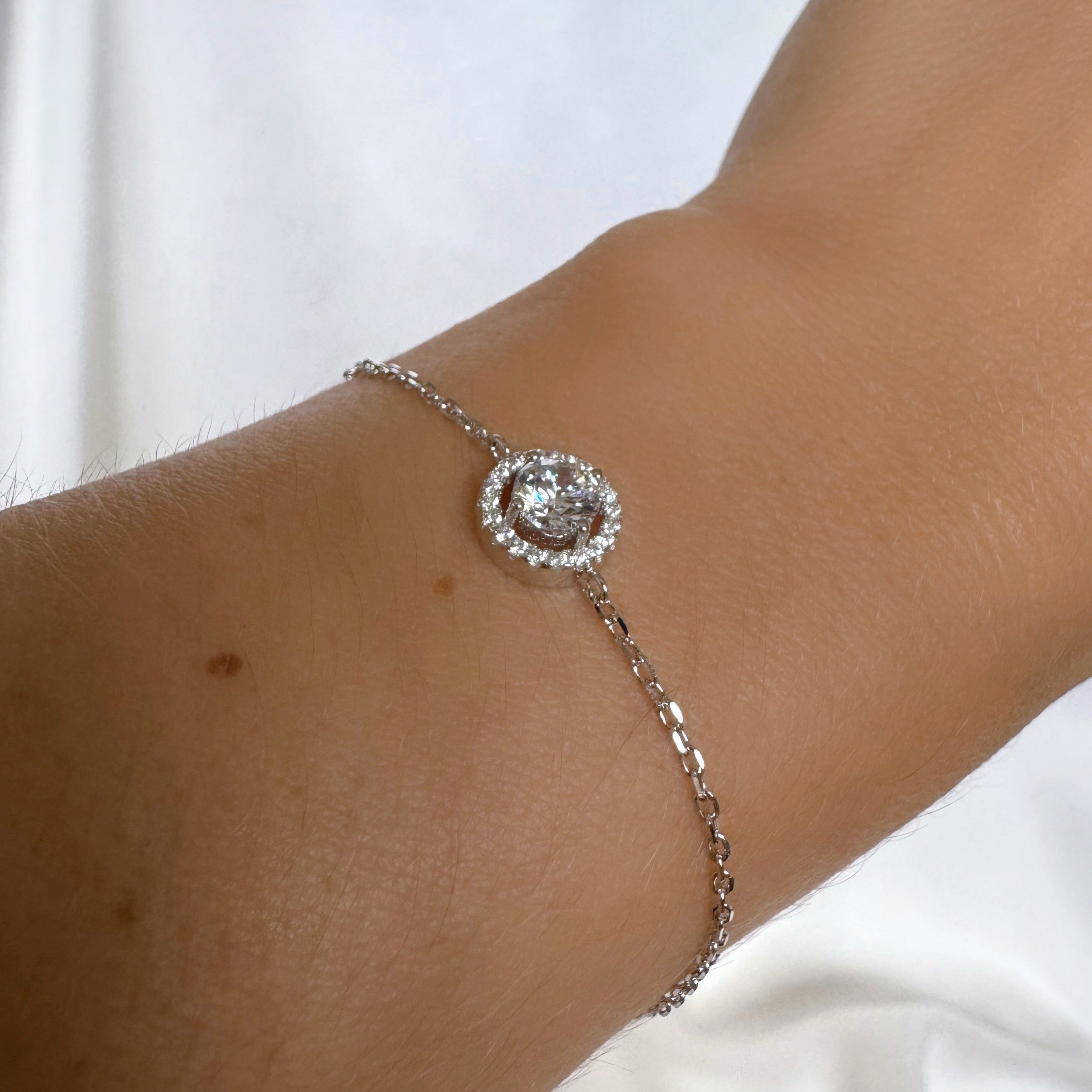 Bracelet « Solitaire serti » argent 925 rhodié