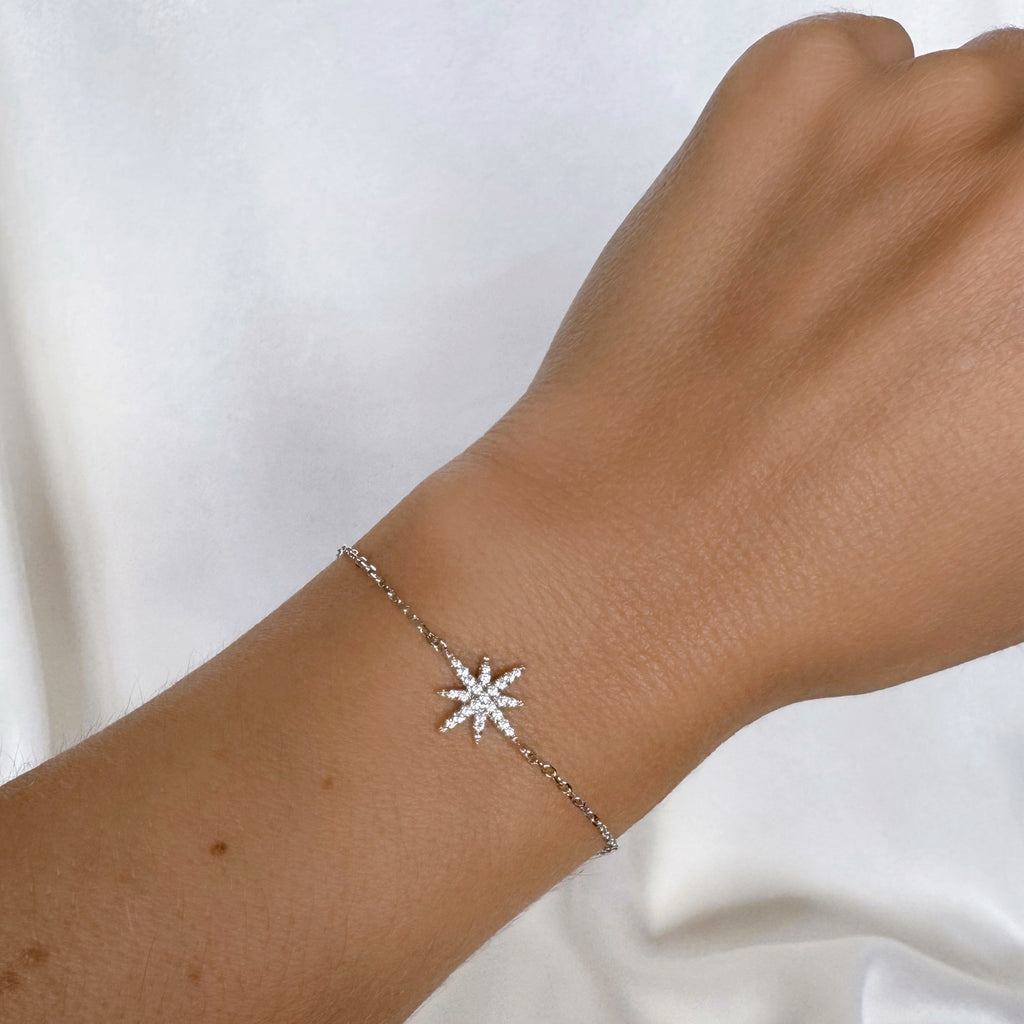 Bracelet Argent 925 étoiles Et Quartz Blanc - Bijouterie Créateur (Excellent état)