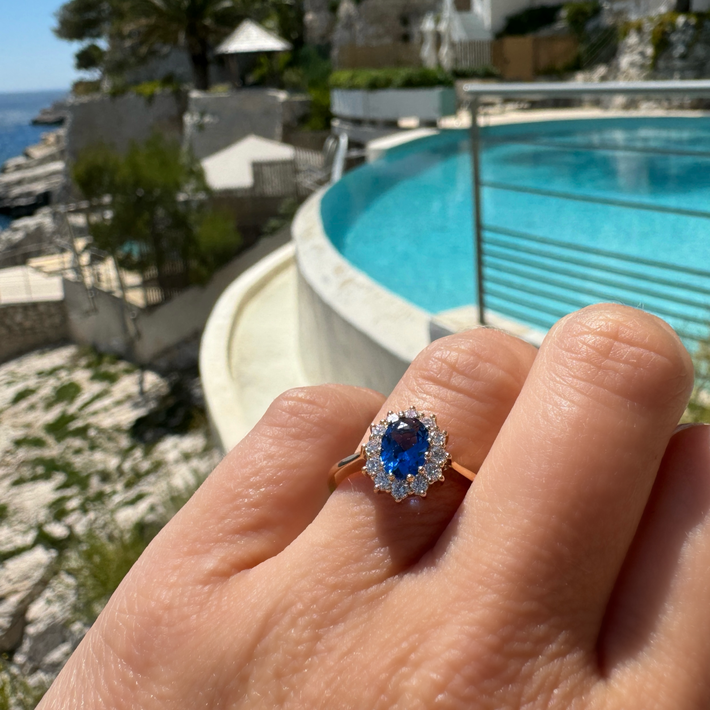 Bague « Bleu saphir » plaqué or