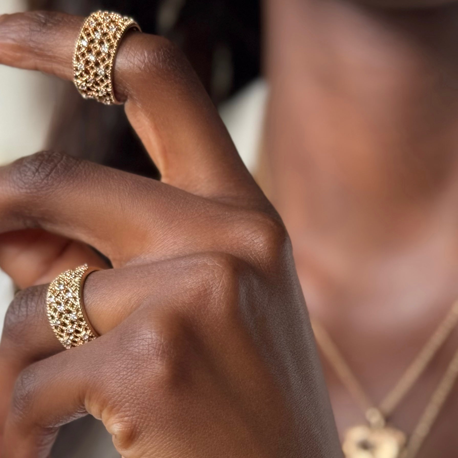 Bague « Dentelle sertie » plaqué or