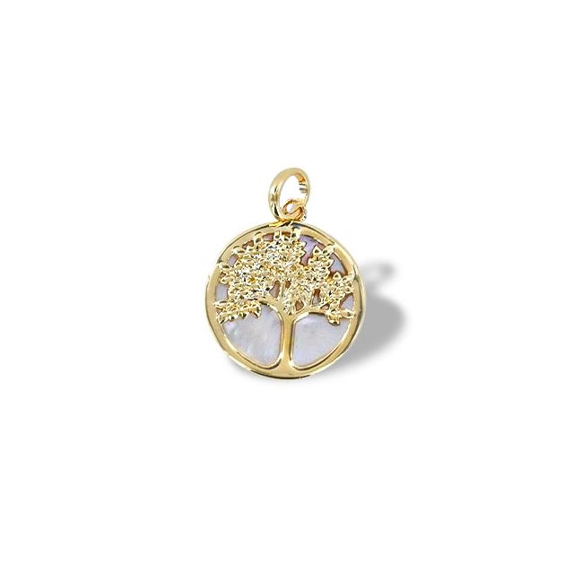 Pendentif "petit Arbre de Vie" plaqué or et nacre