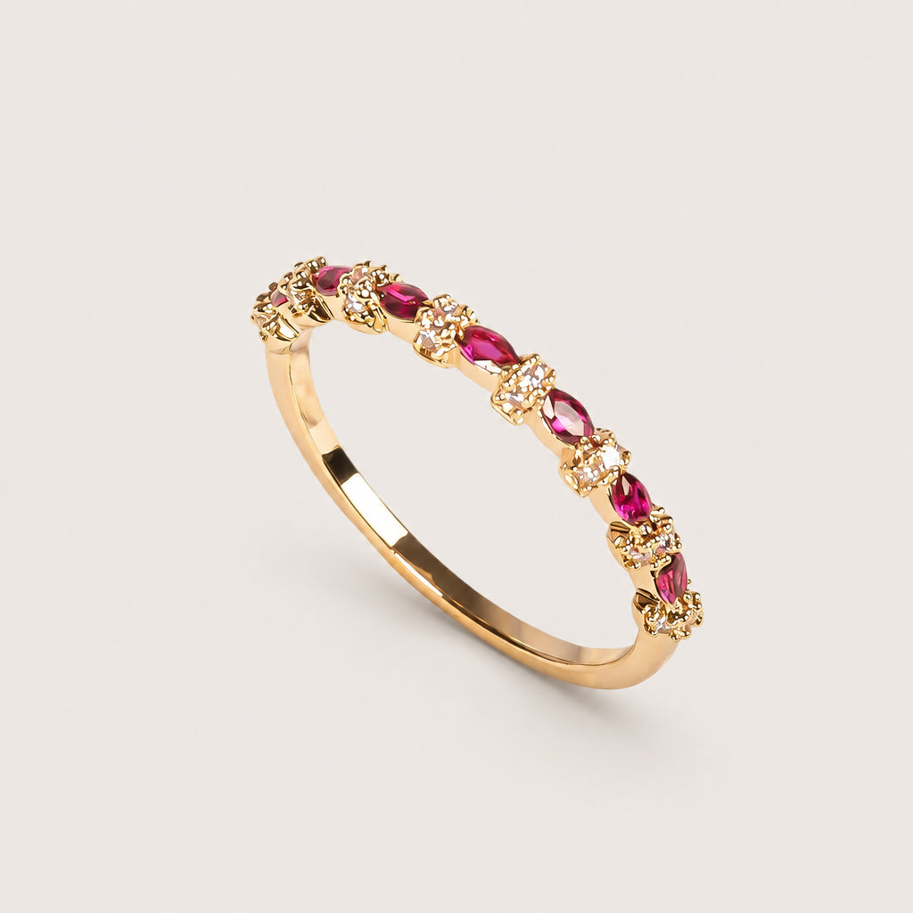 Bague « Couleur Rubis » plaqué or