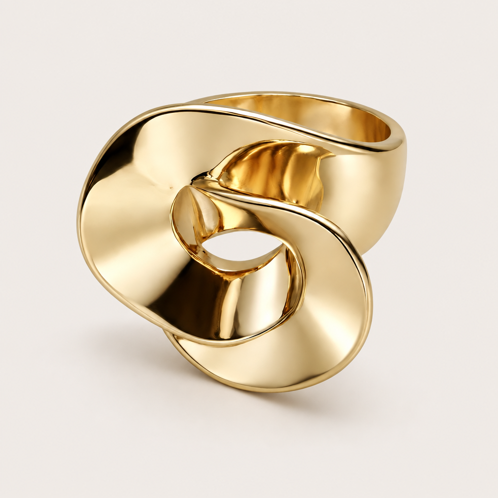 Bague « Sculpturale contemporaine » plaqué or