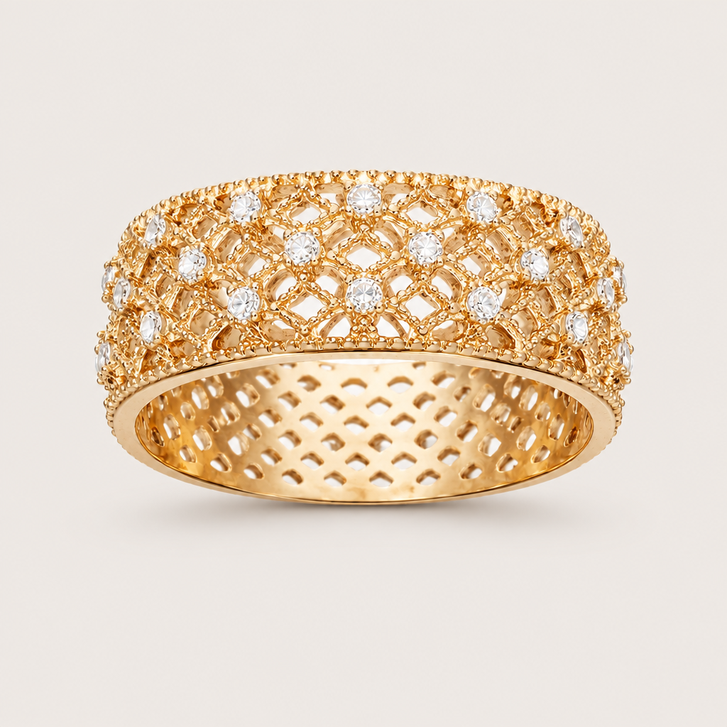 Bague « Dentelle sertie » plaqué or