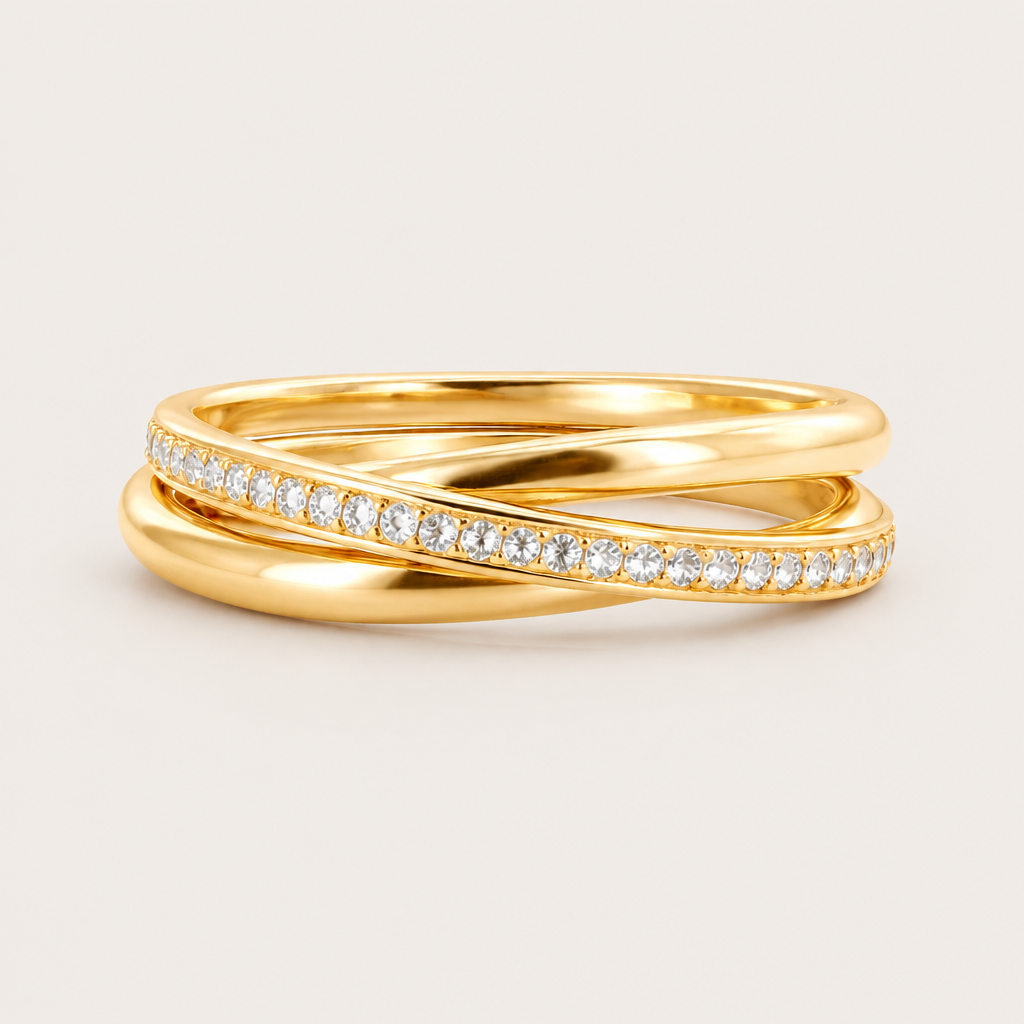 Vergoldeter „3-Ringe“-Ring