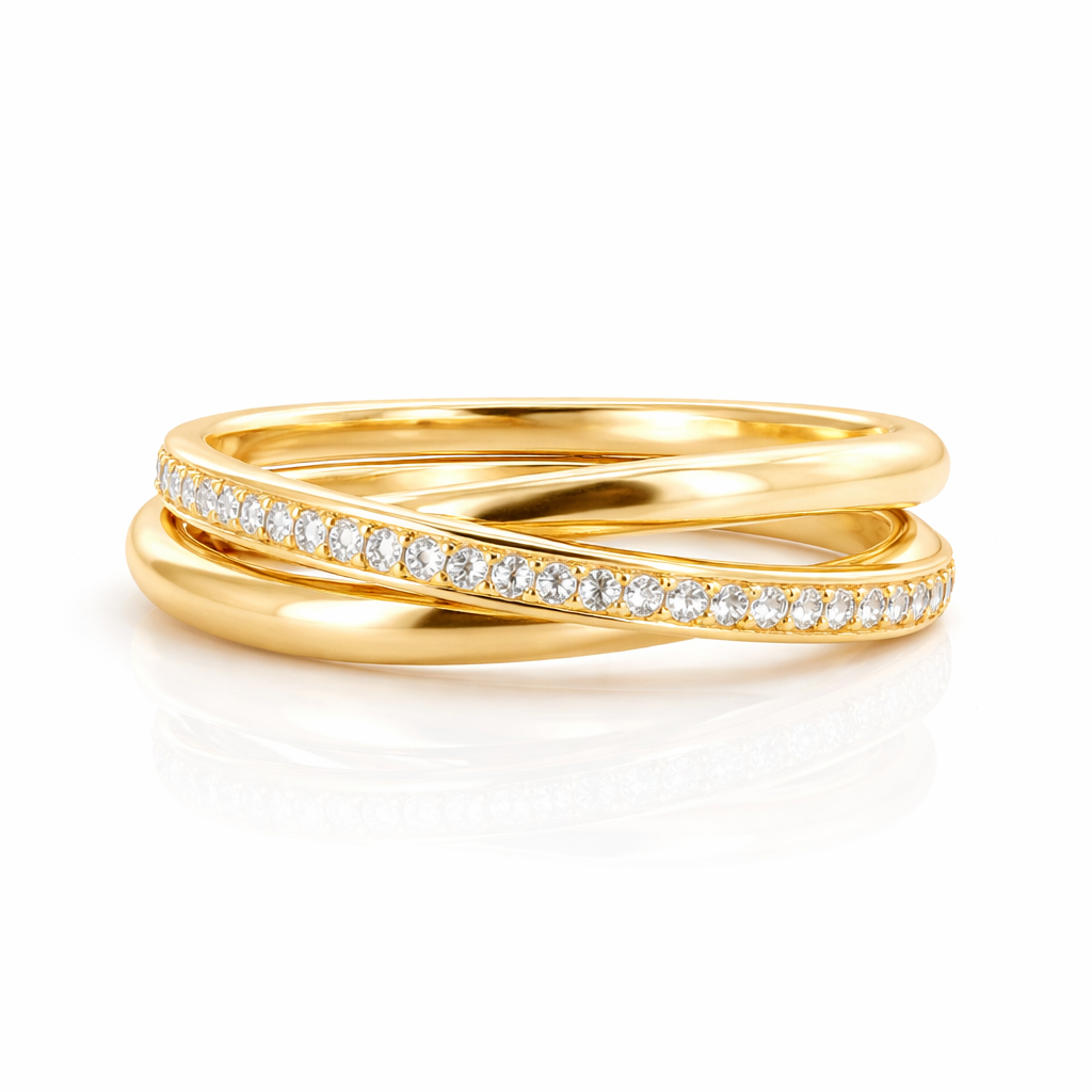 Vergoldeter „3-Ringe“-Ring