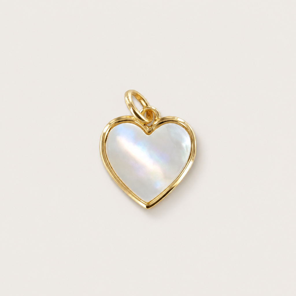 Pendentif "Petit Coeur" plaqué or et nacre