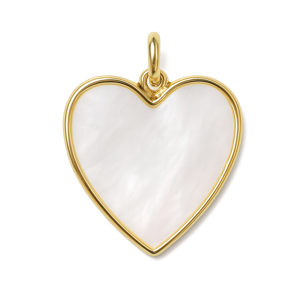 Pendentif "Coeur" plaqué or et nacre