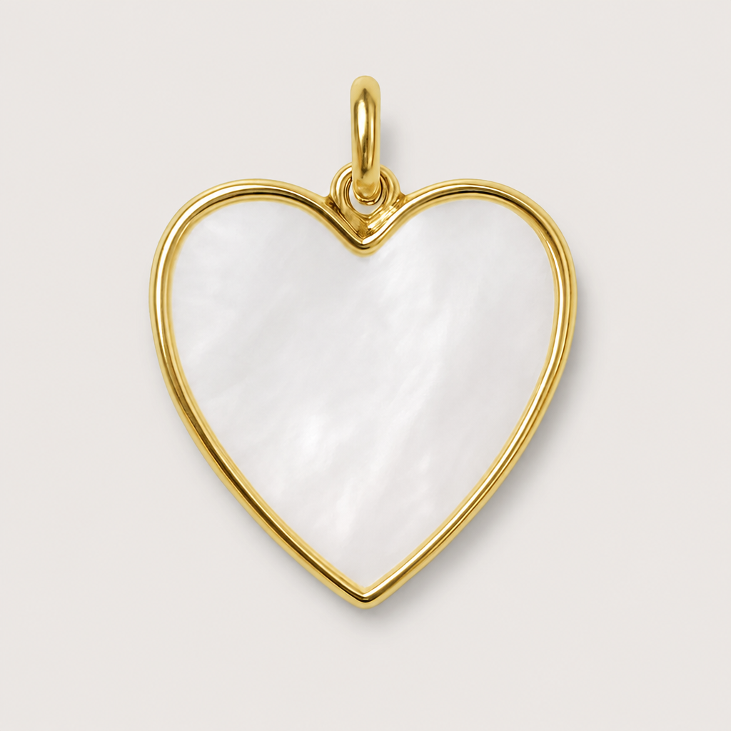 Pendentif "Coeur" plaqué or et nacre