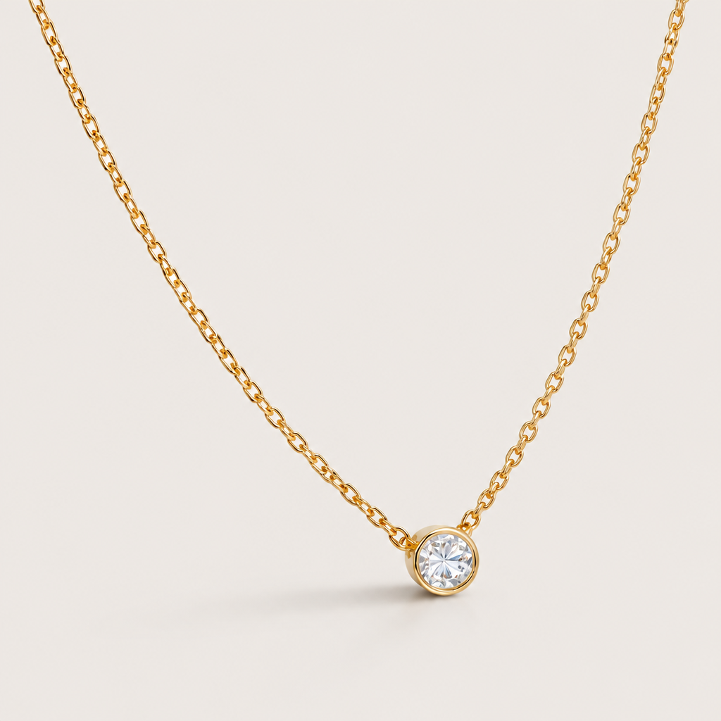 Collier "Mini Solitaire serti clos" plaqué or