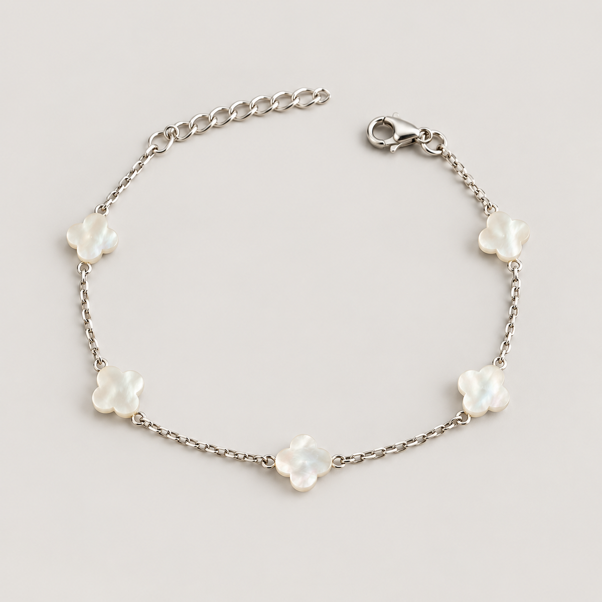 Bracelet "5 mini trèfles nacre" Argent 925