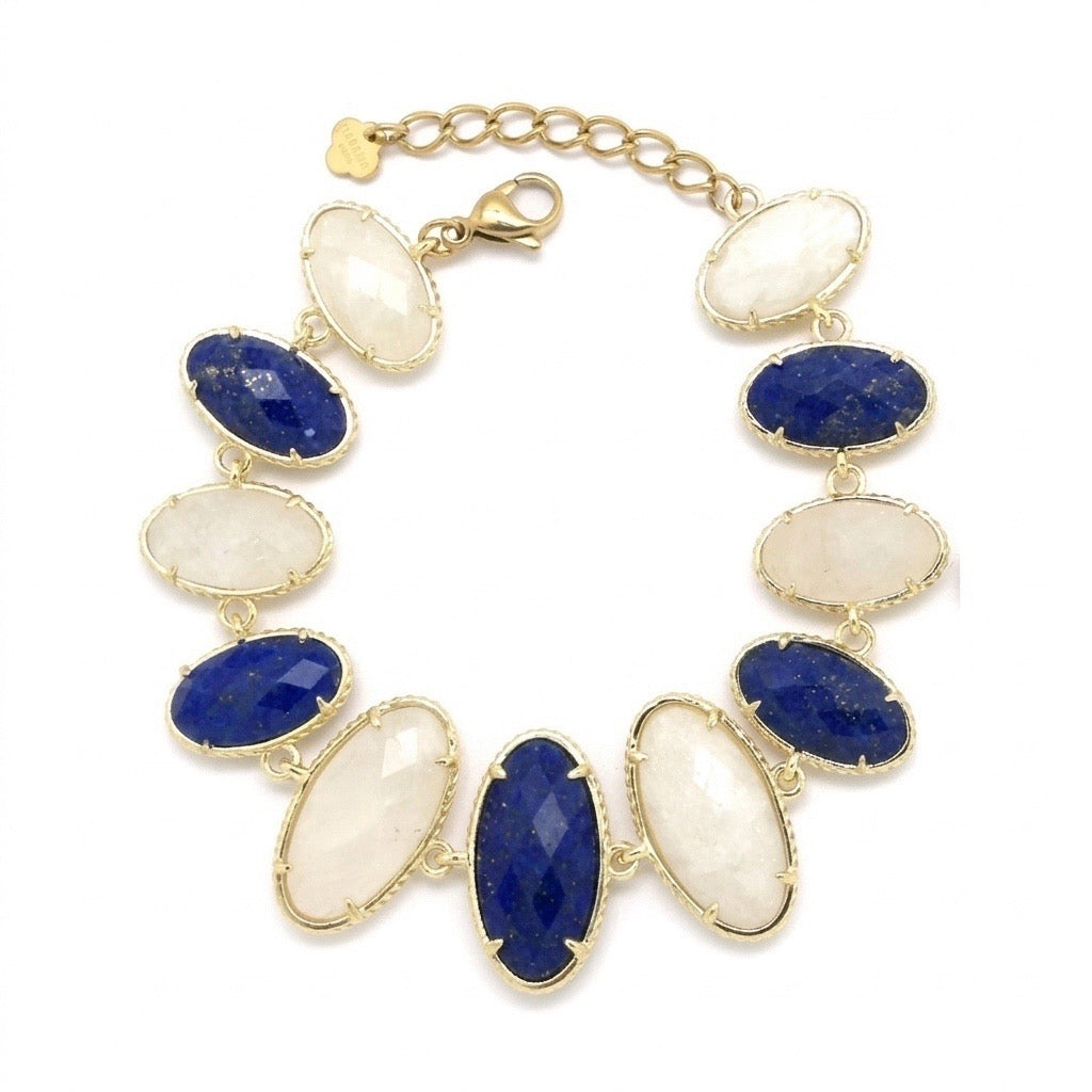 Bracelet "Lapis-Lazuli & Agate Blanche"
