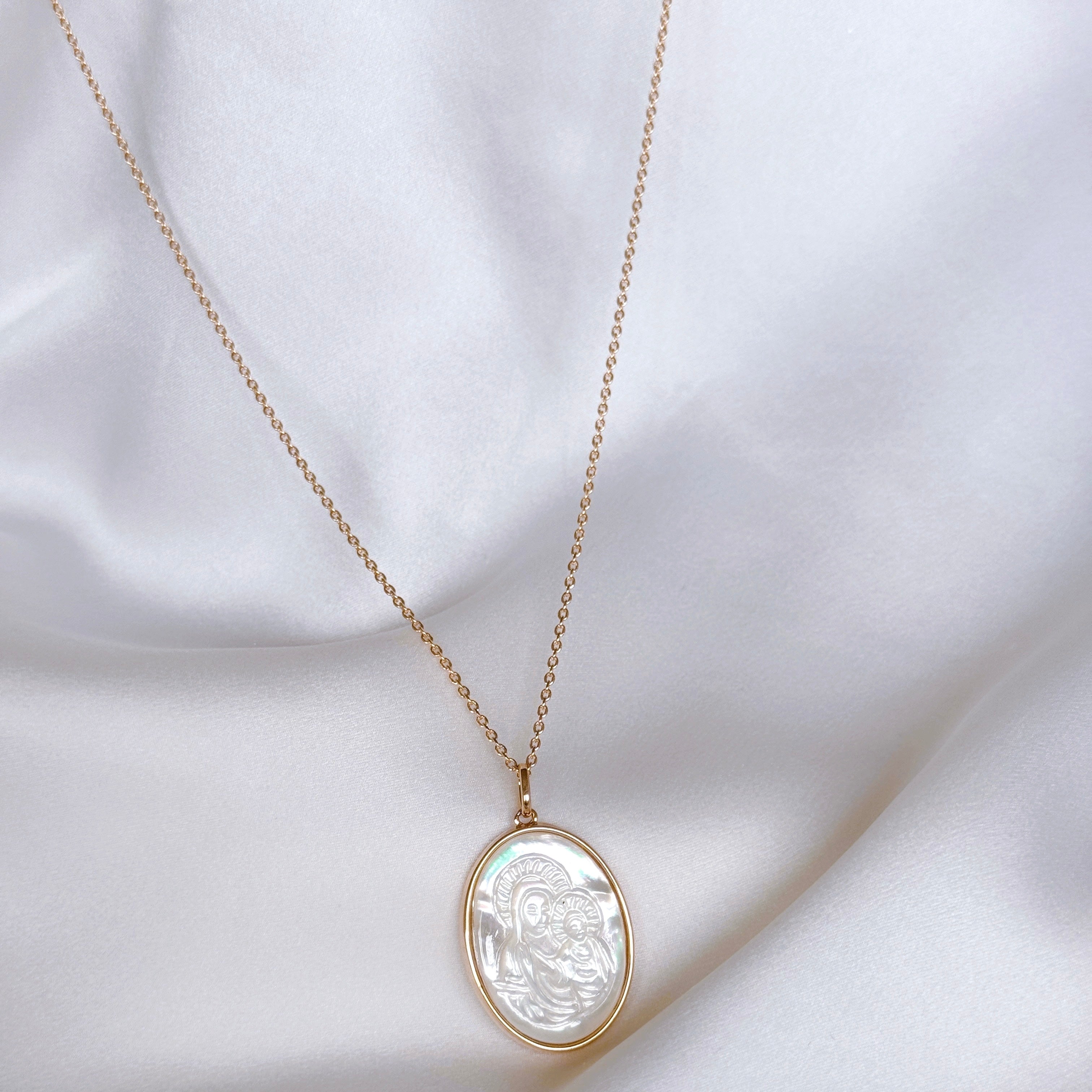 Gold-plated “Madonna and Child” necklace