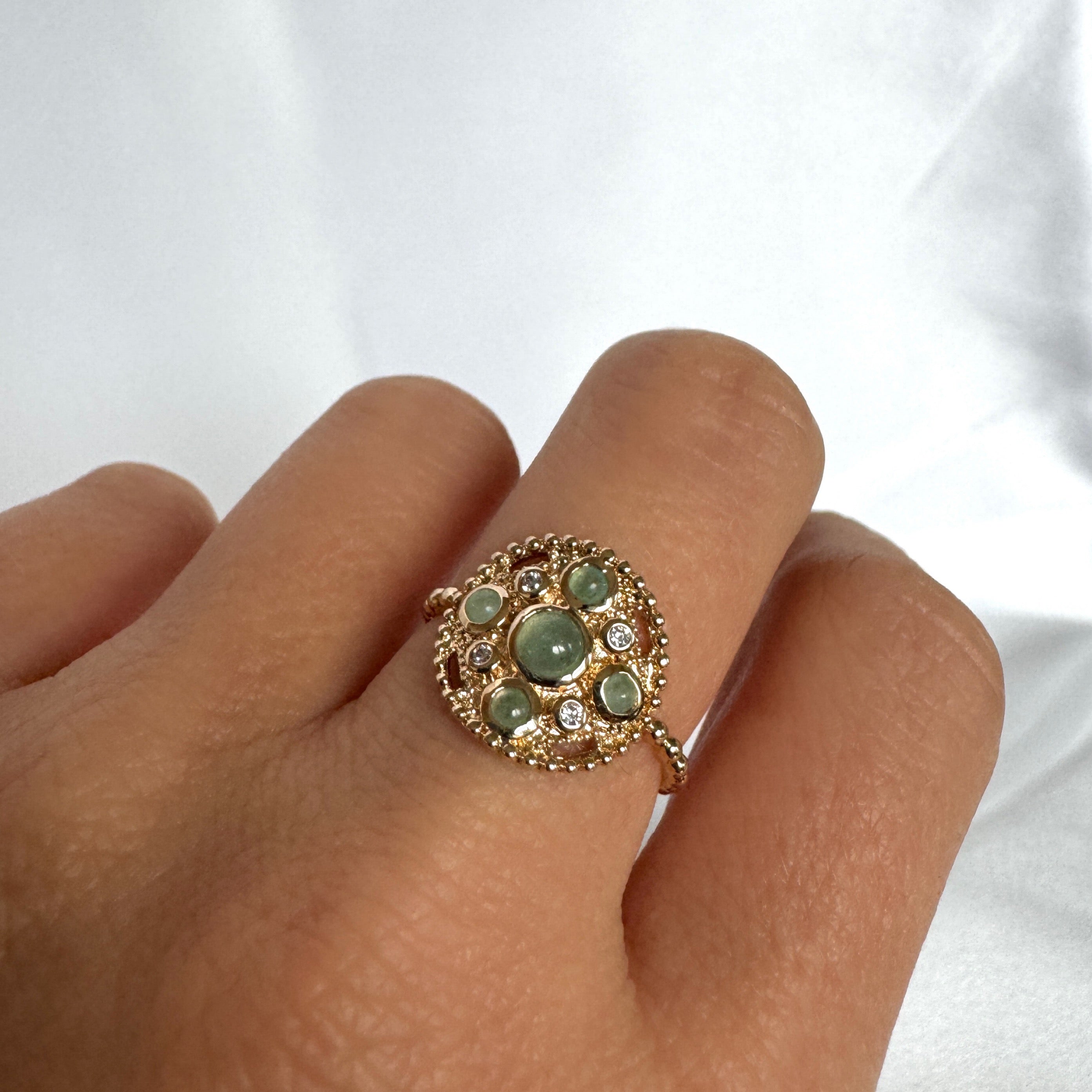 Bague « Pierre aventurine" plaqué or
