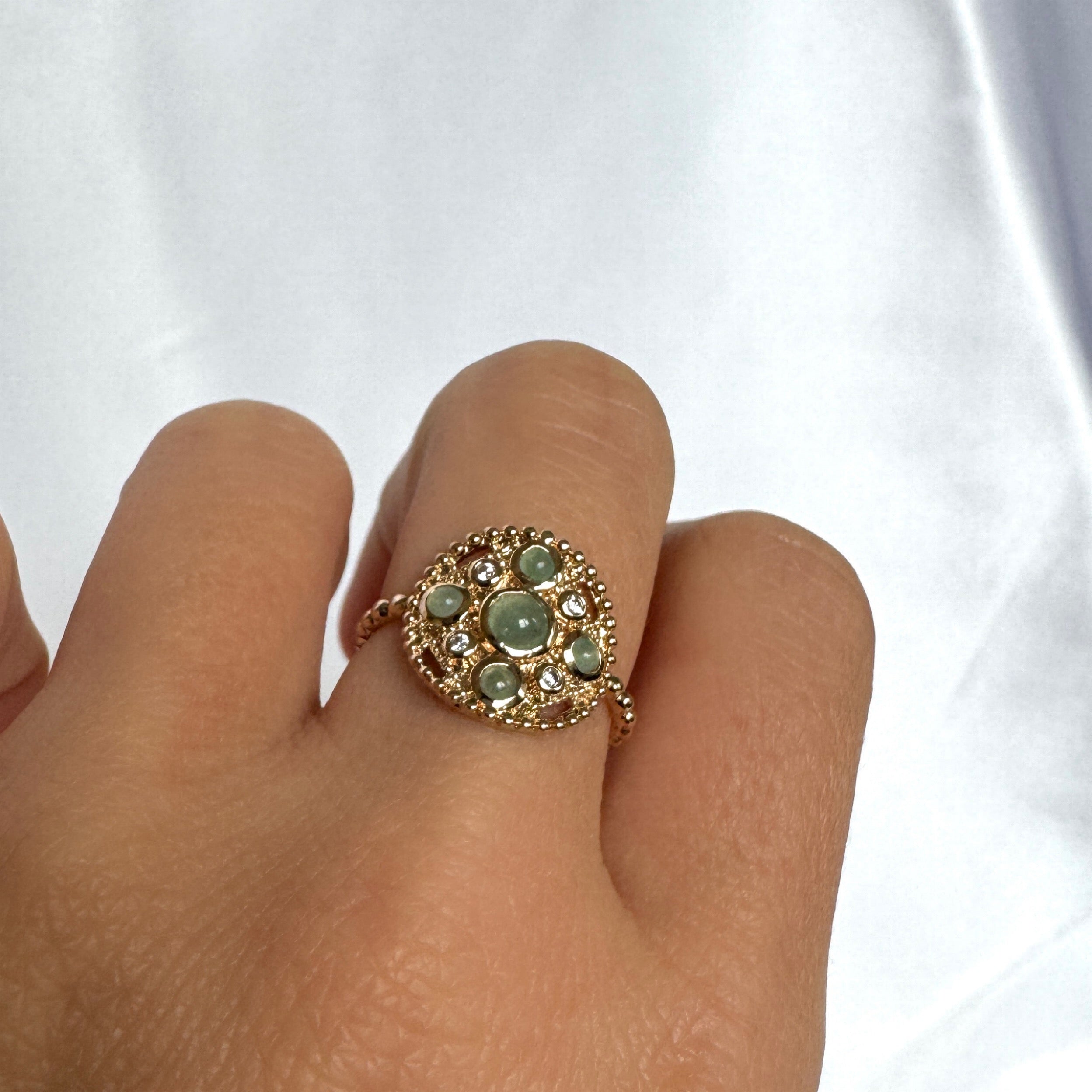 Bague « Pierre aventurine" plaqué or