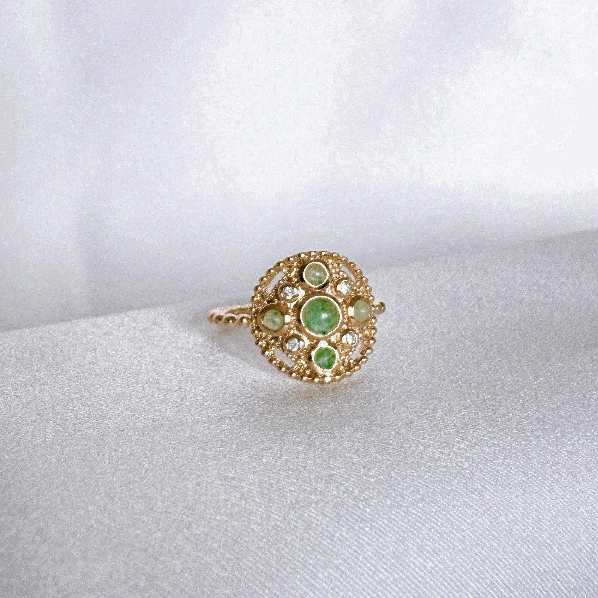 Bague « Pierre aventurine" plaqué or