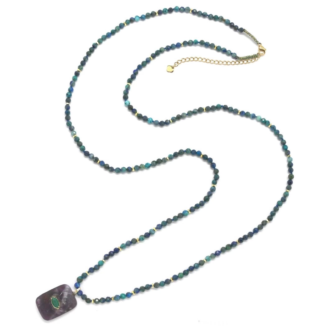 Sautoir « perlé et pendentif rectangulaire Œil »