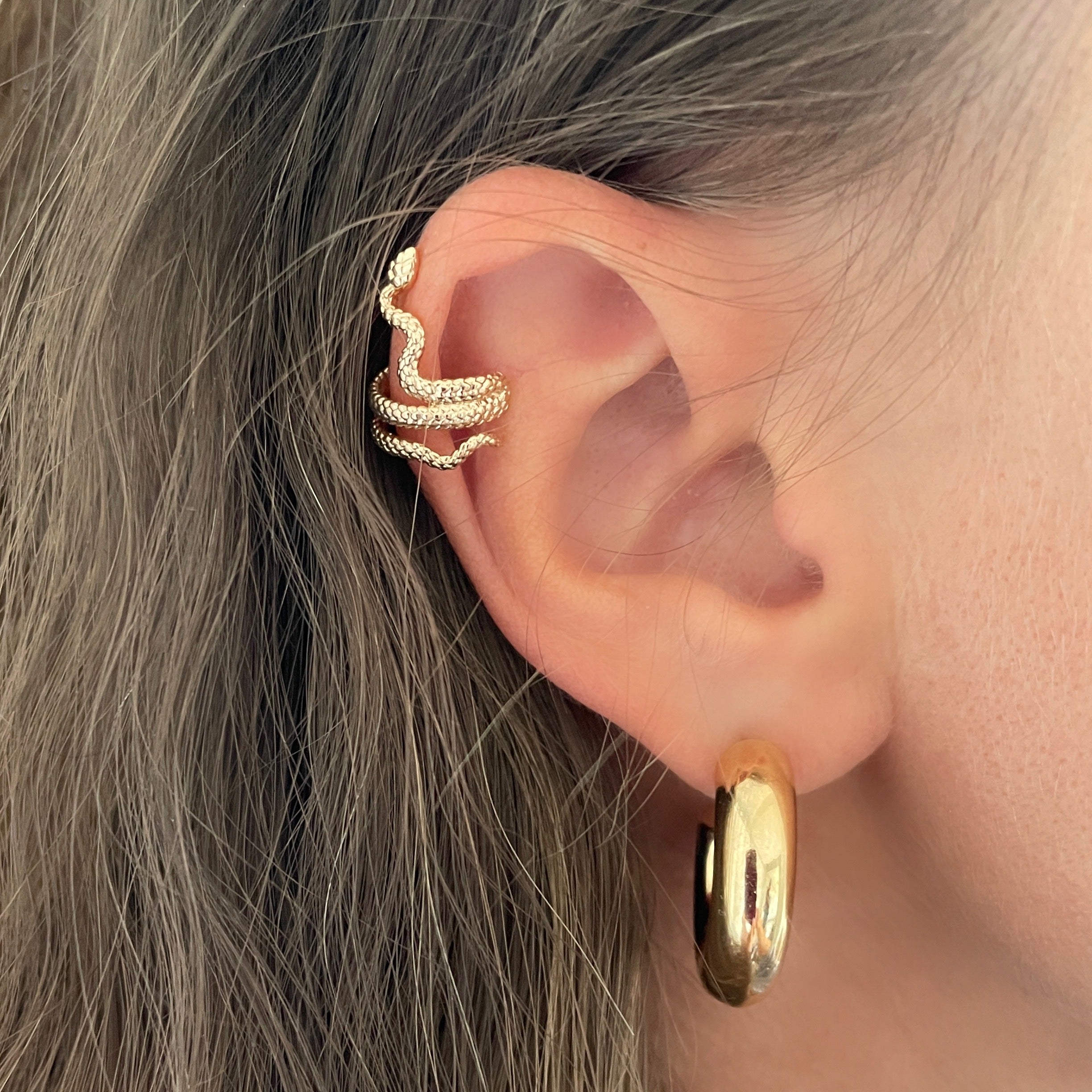 Fake piercing "Snake" gold plated