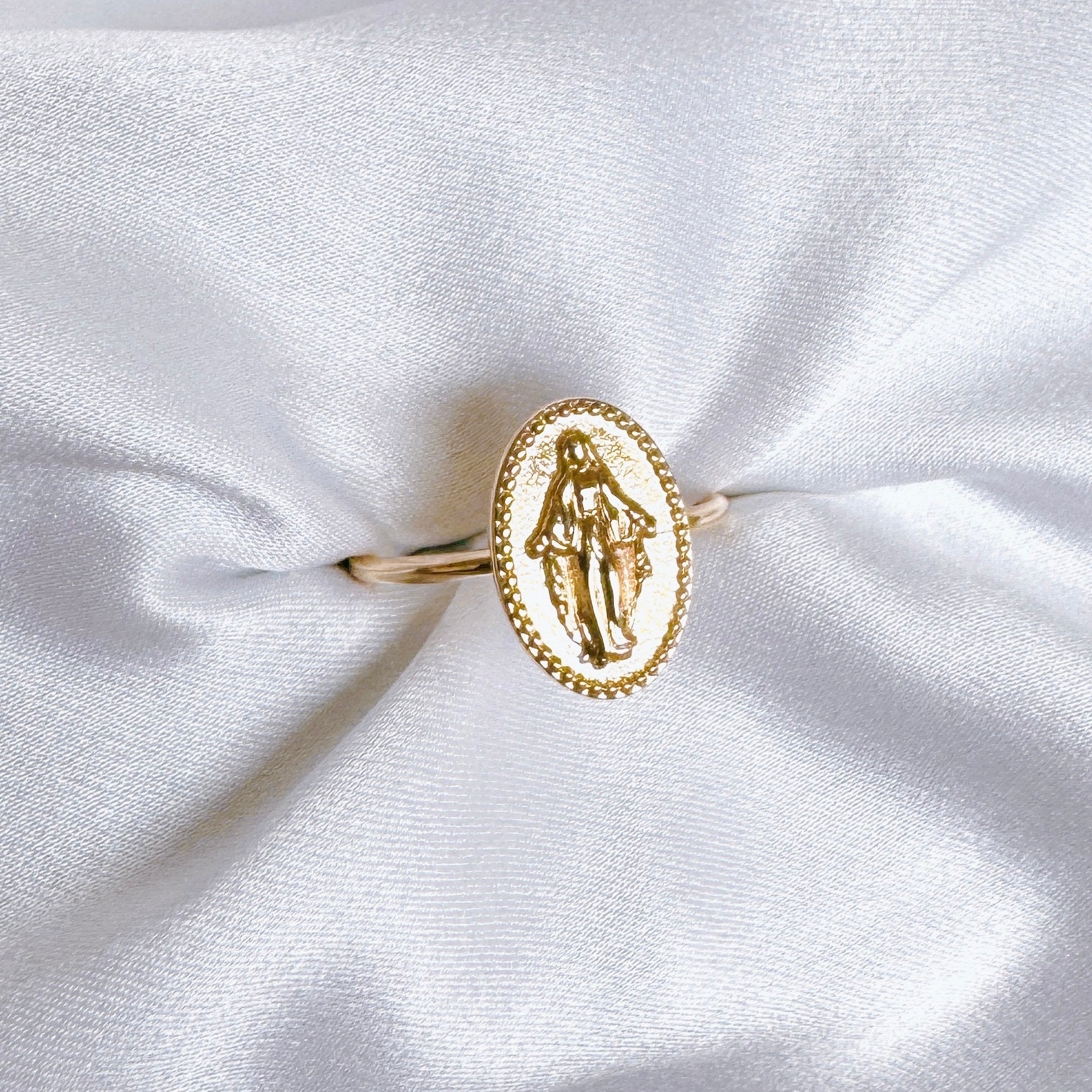 Bague "Médaille Vierge Marie" plaqué or