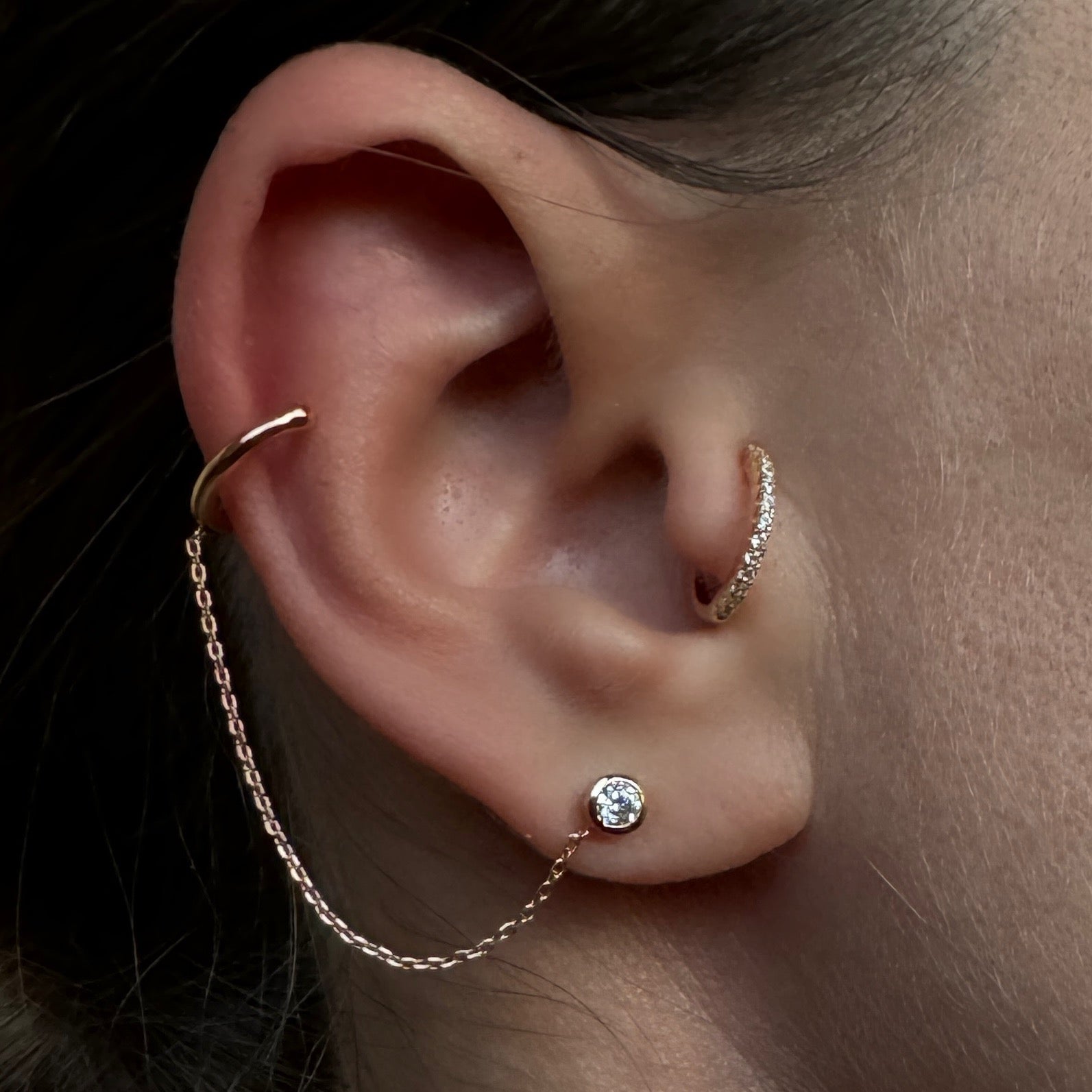 Fake piercing "Crimped Ring" gold plated