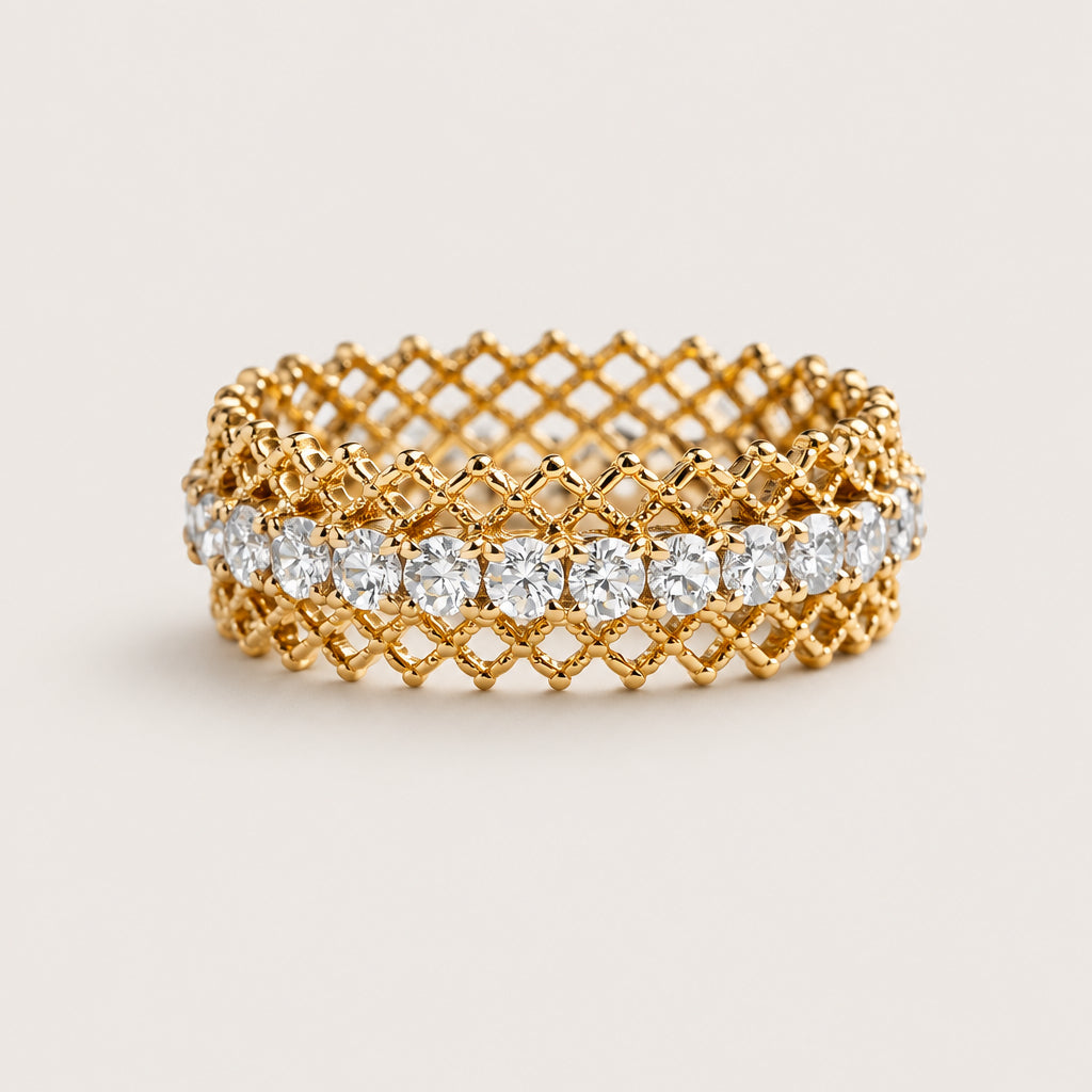 Bague "Anneau dentelle sertie"