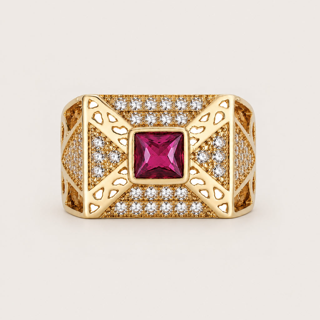 Bague « Chevalière Statement » plaqué or