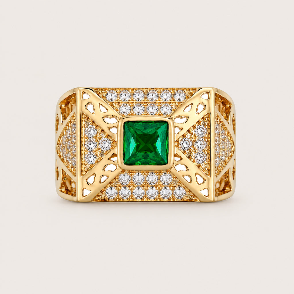 Bague « Chevalière Statement » plaqué or
