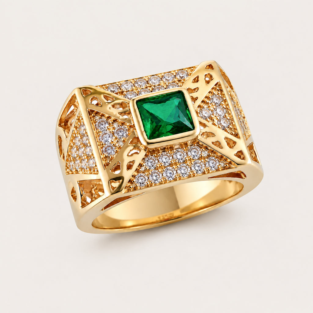 Bague « Chevalière Statement » plaqué or