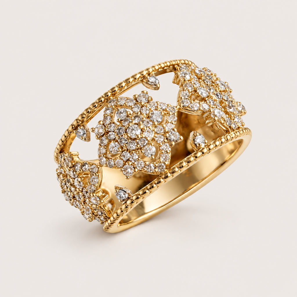 Bague "Florale sertie" plaqué or