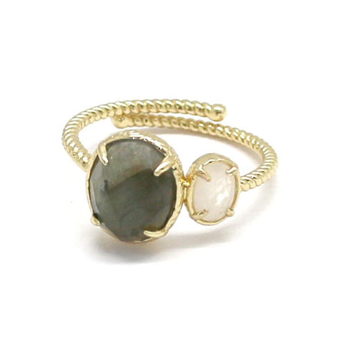 Bague réglable Labradorite & Agate