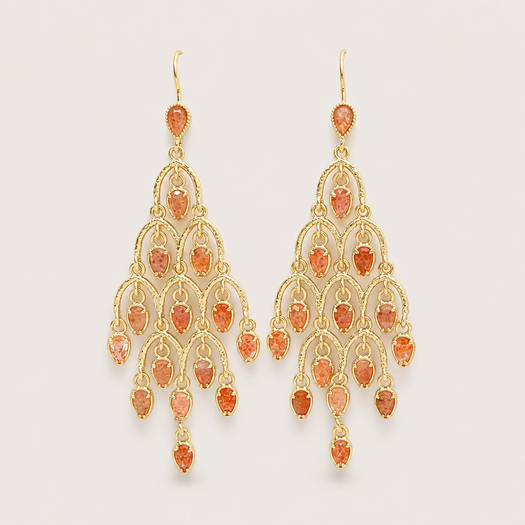 Boucles d'oreilles "Pampilles pierre de soleil"