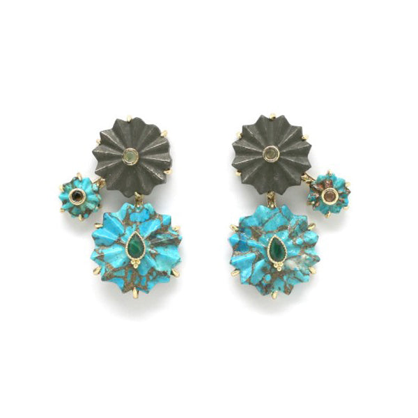 Boucles d’oreilles "Meringues" Pyrite & Turquoise