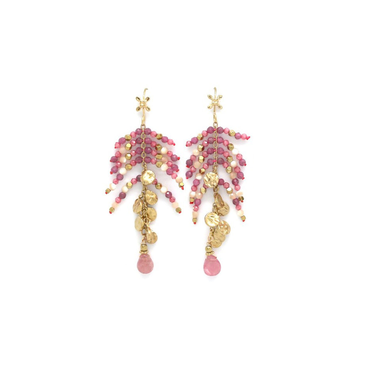 Boucles d’oreilles "Pampilles – Pierres Fines roses "