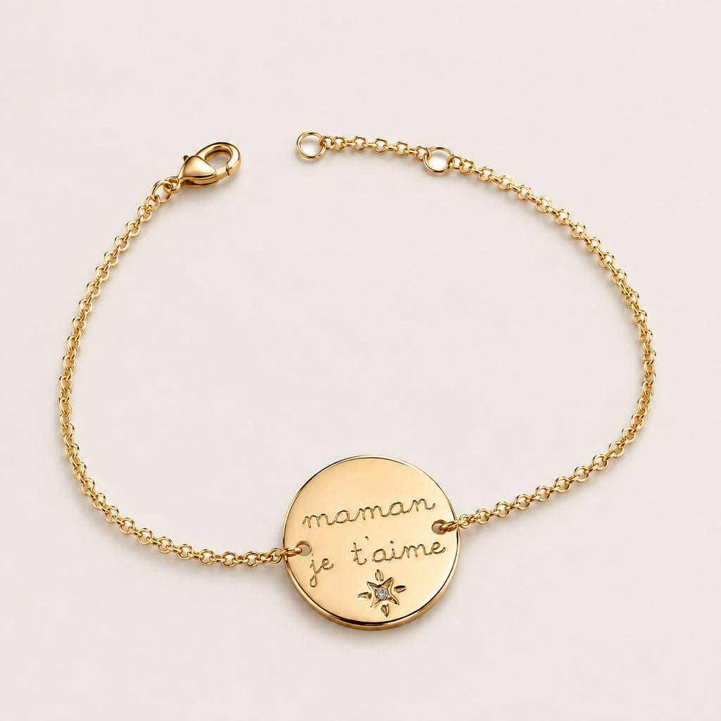 Bracelet "Maman je t'aime" plaqué or