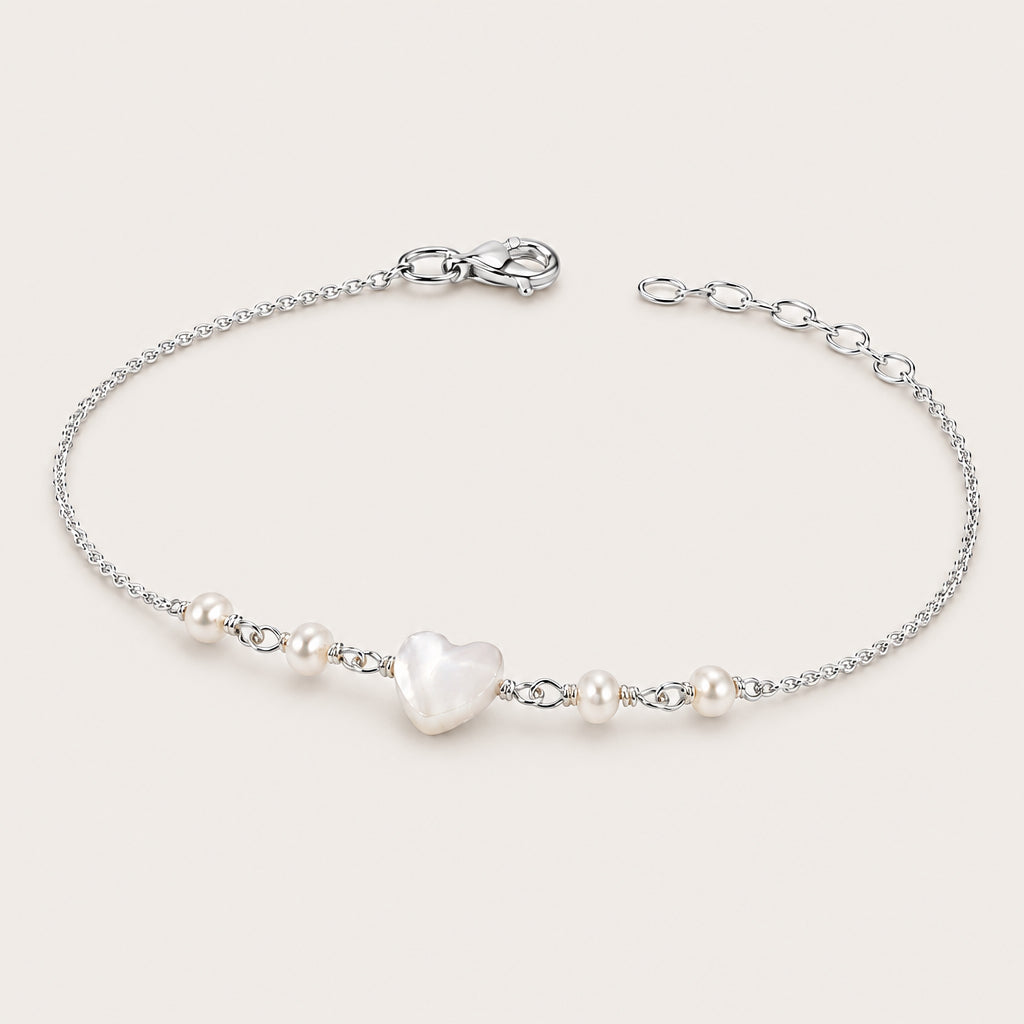 Bracelet "Coeur nacre et perles" argent 925
