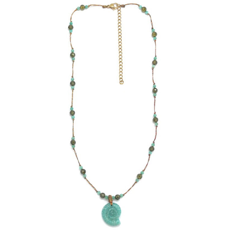 Collier fil “Amonite Amazonite” pierres naturelles
