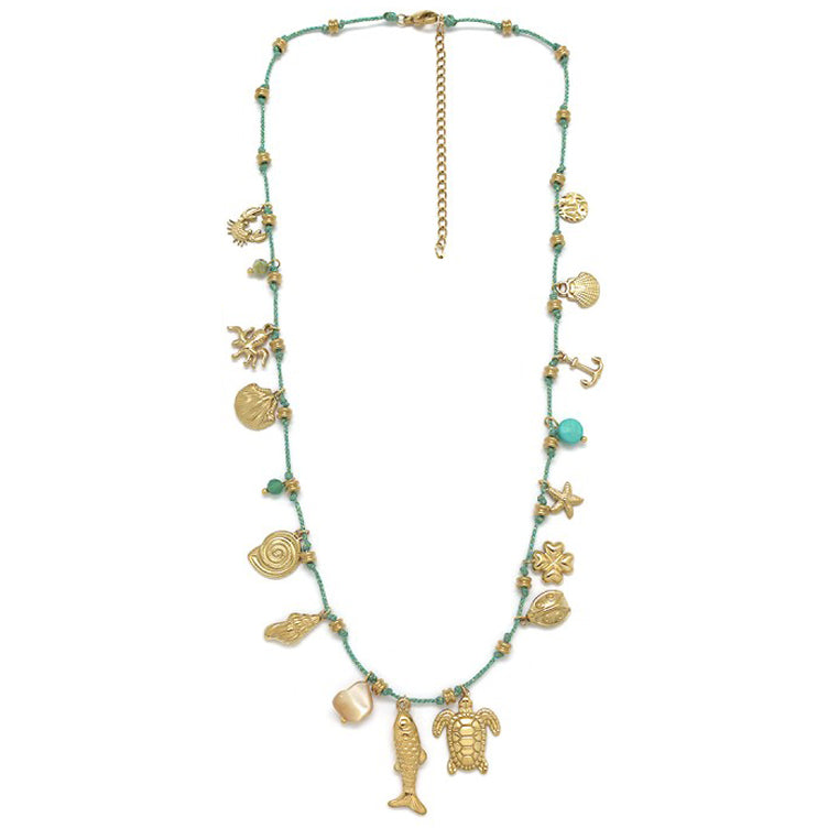 Collier Grigri Charms – "Trésors Marins Dorés"