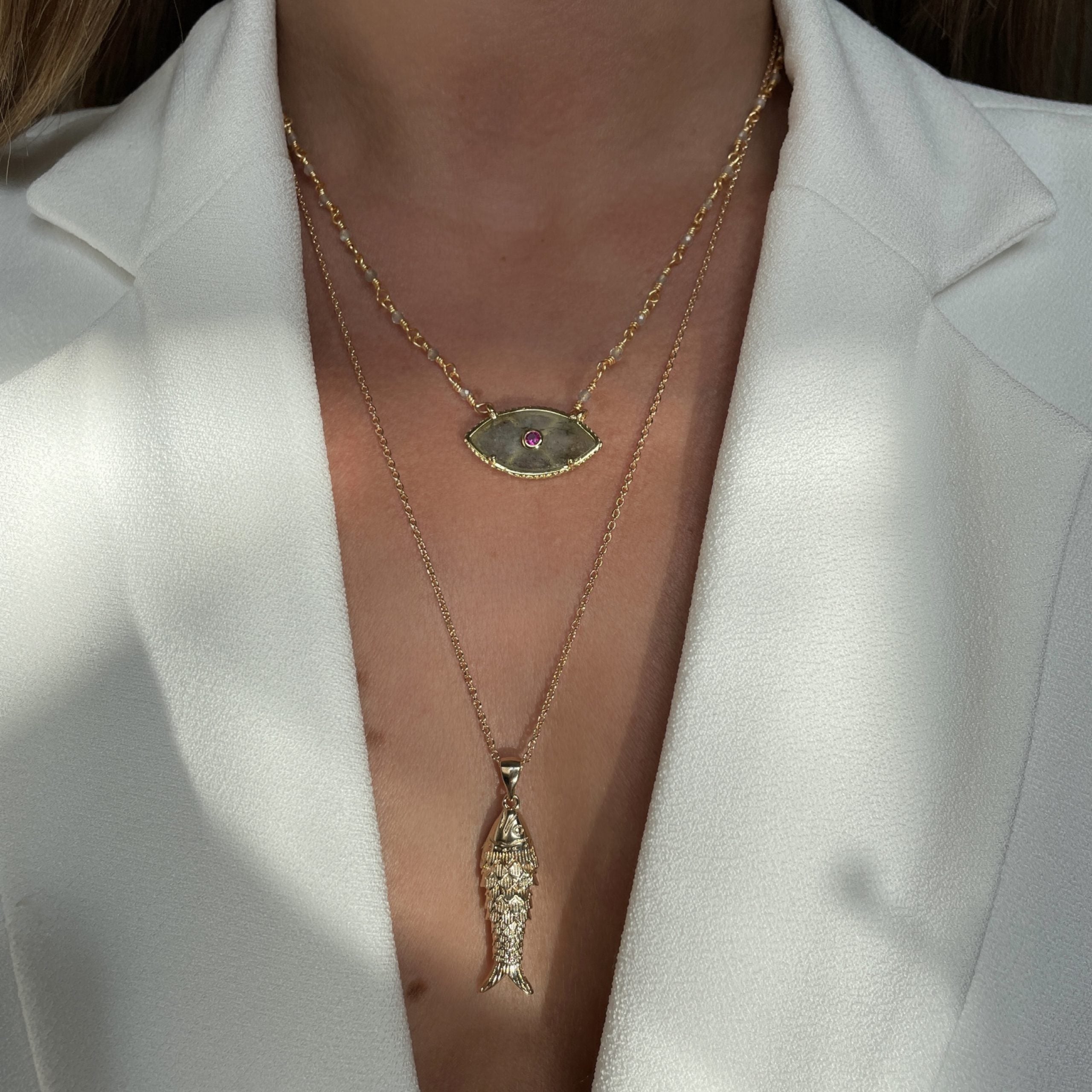 Gold-plated “articulated fish” necklace