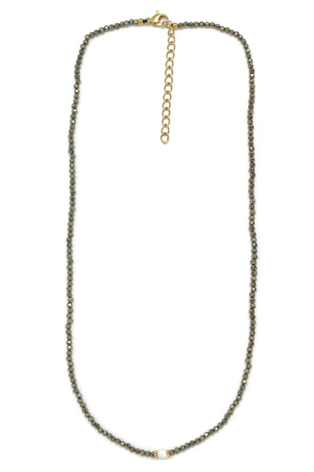 Collier « ras-du-cou en pyrite et perle d’eau douce »