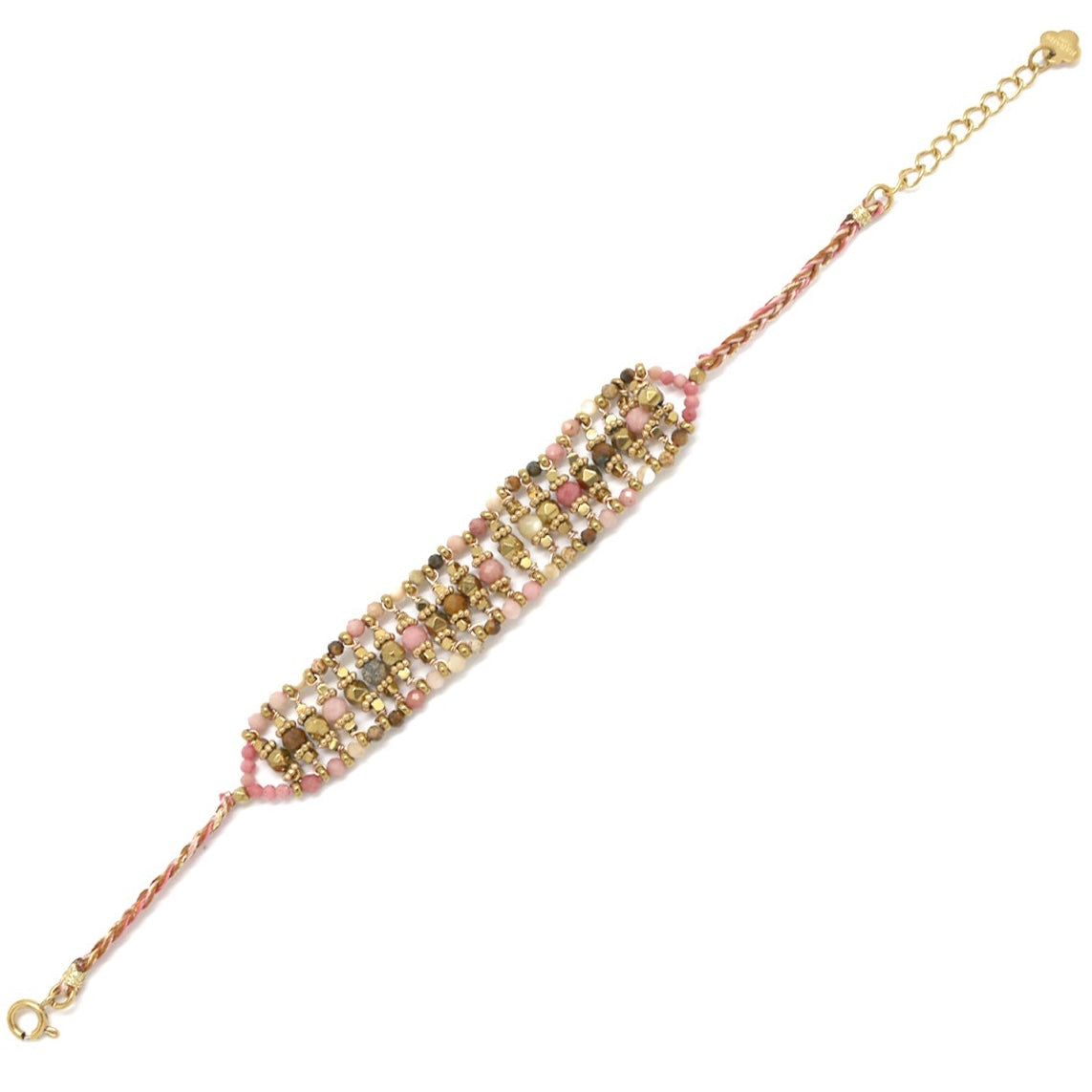 Bracelet « Manchette Tressé Rhodonite »
