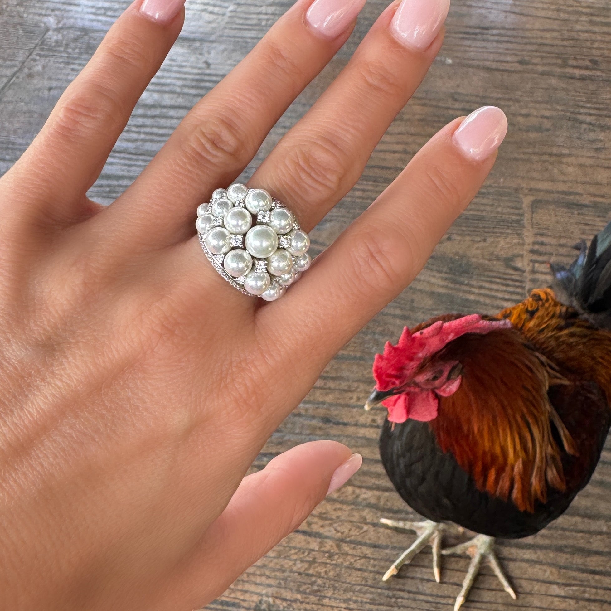 Bague « Perles & oxydes de zirconium » argent 925