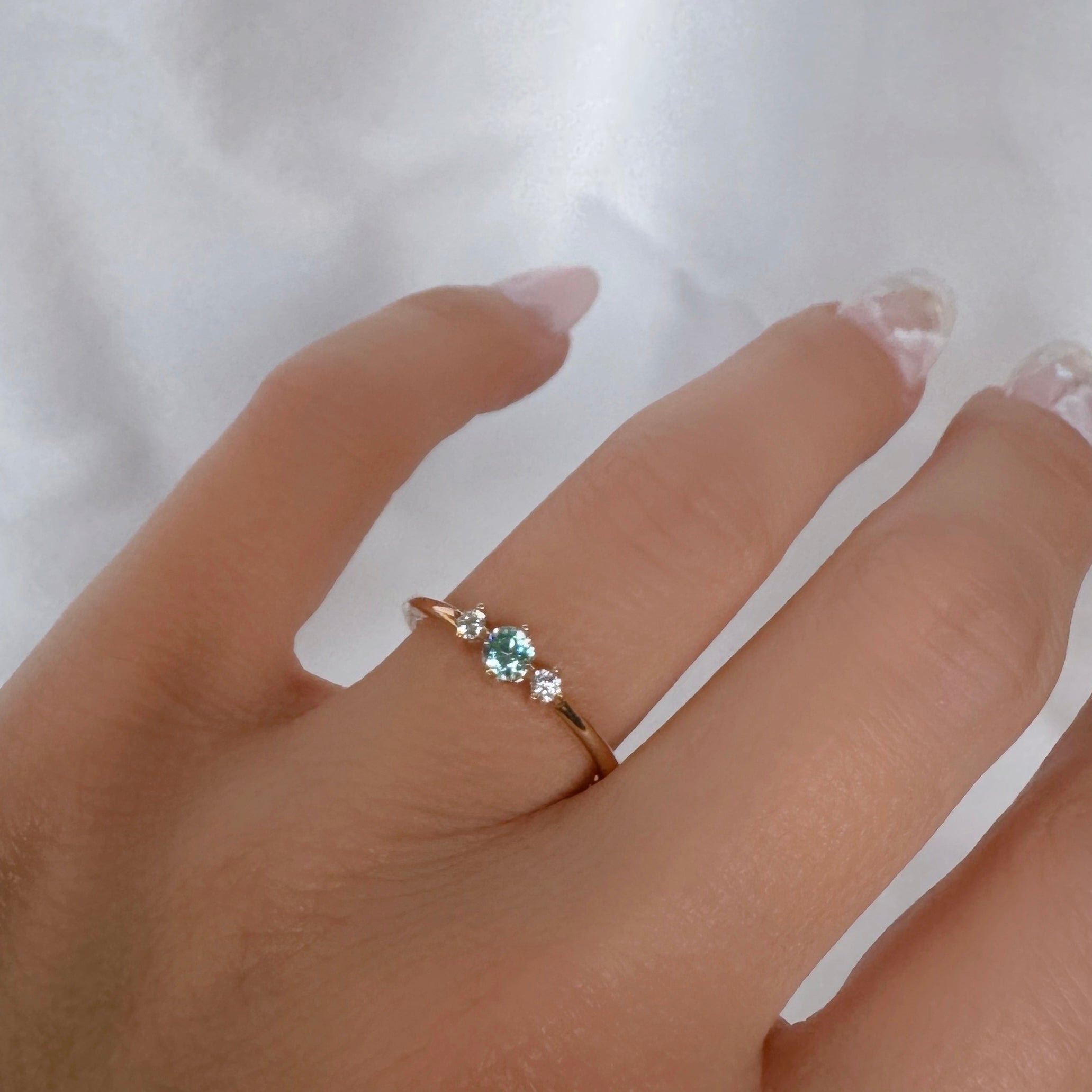 Bague «  cristal bleu ciel » plaqué or