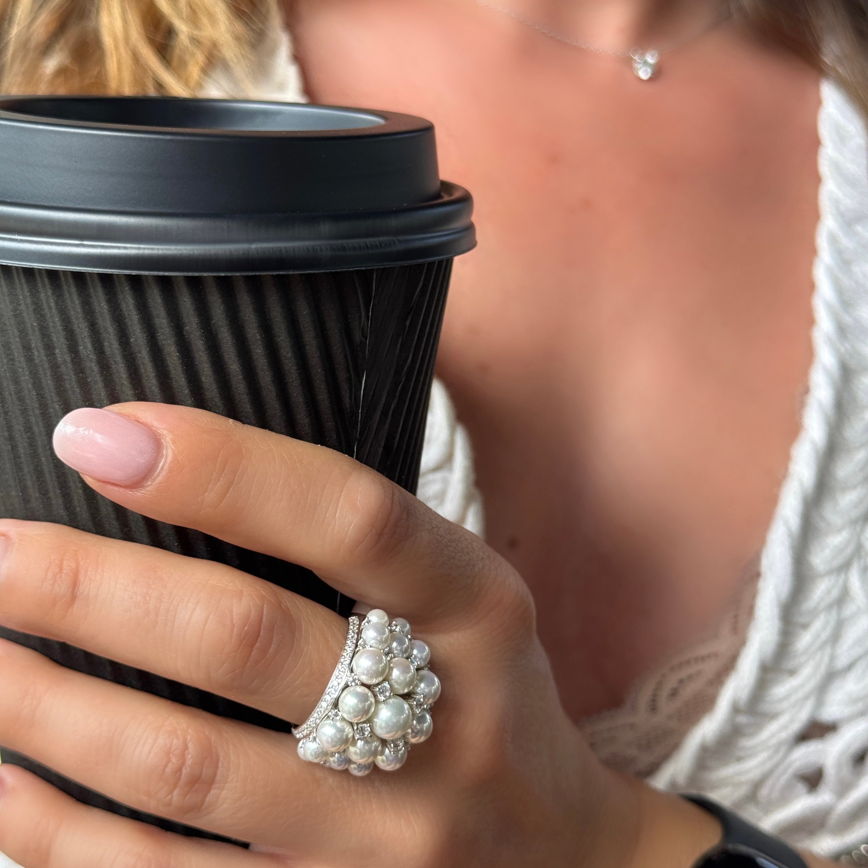 Bague « Perles & oxydes de zirconium » argent 925