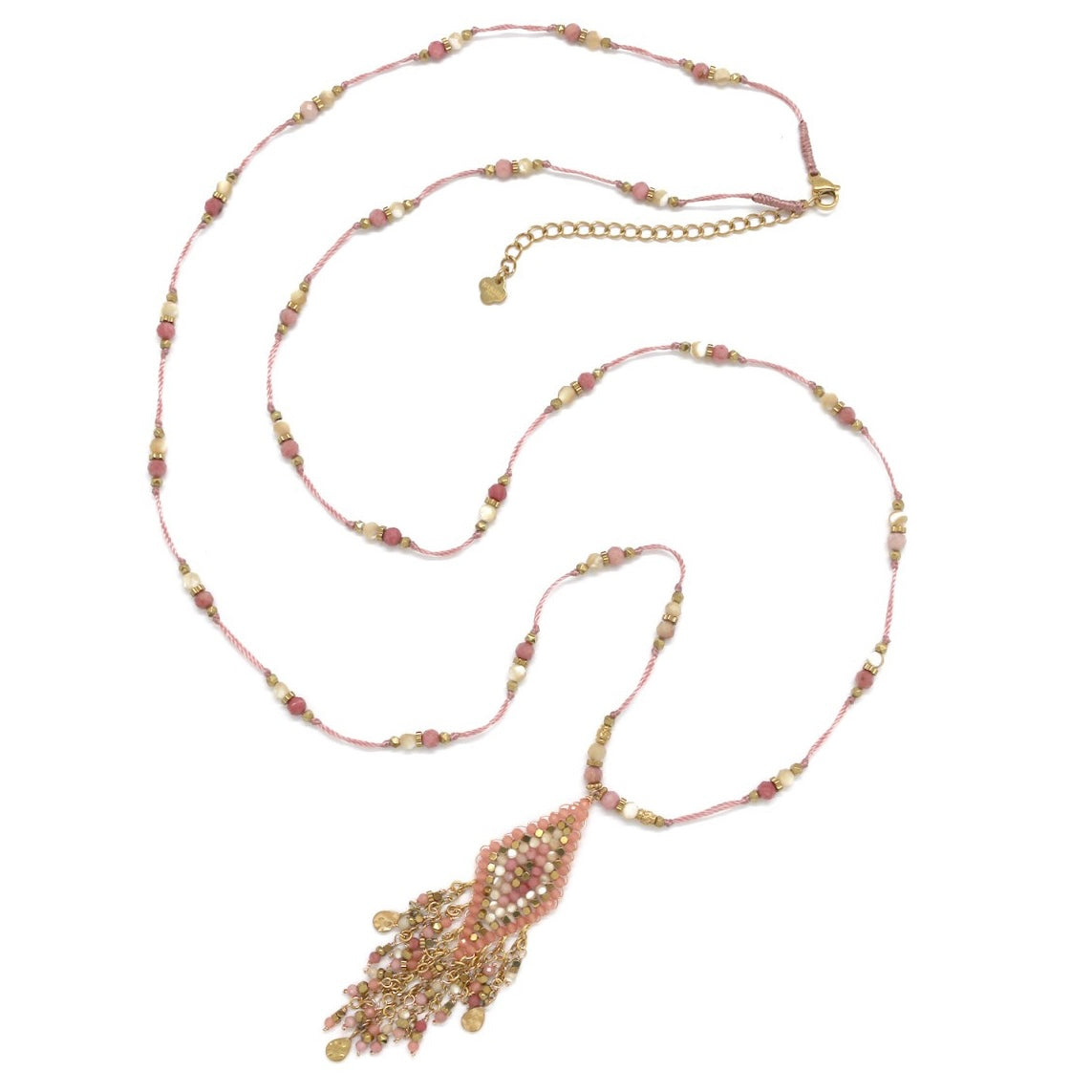Sautoir « Franges Rhodonite »