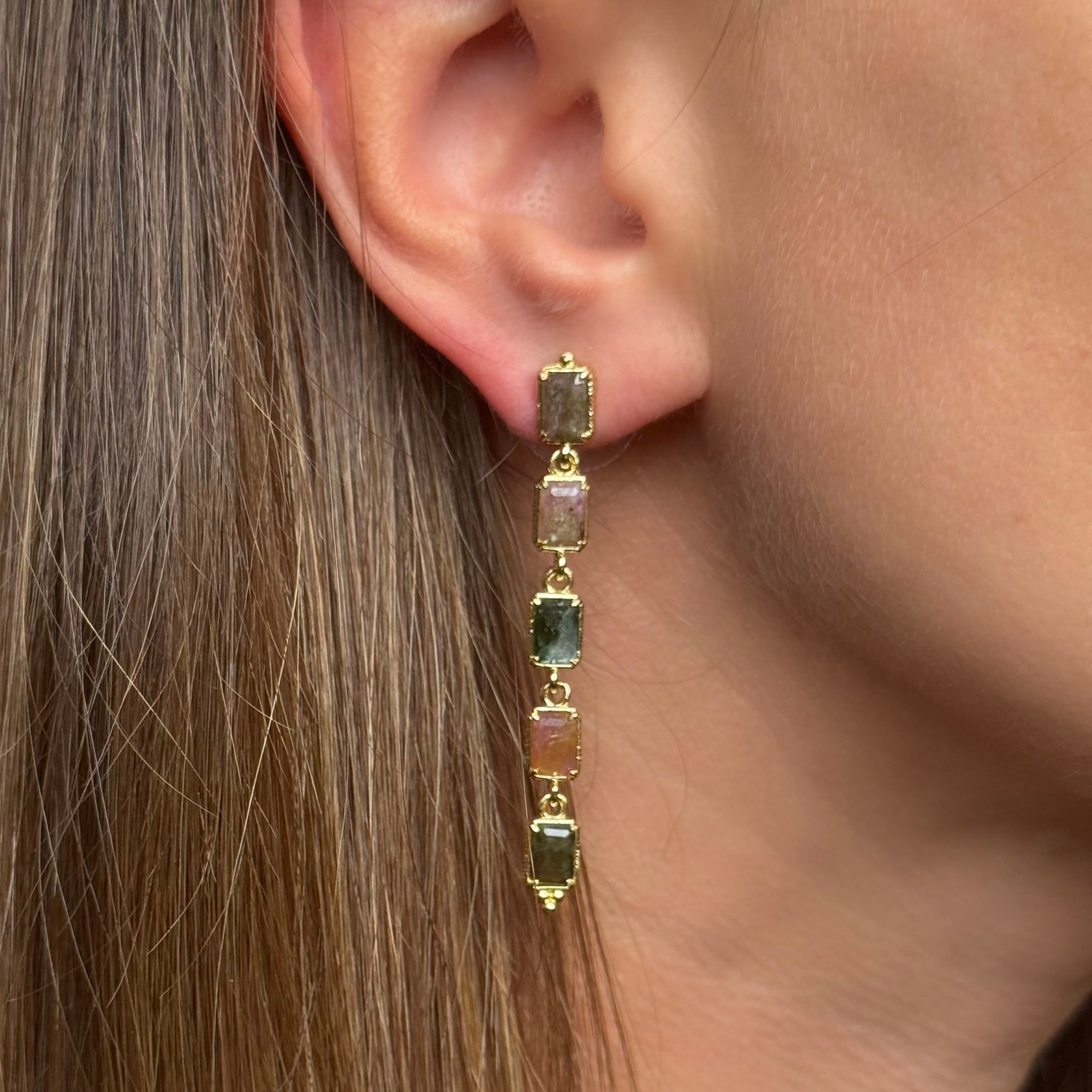 Boucles d’oreilles pendantes "Tourmaline"