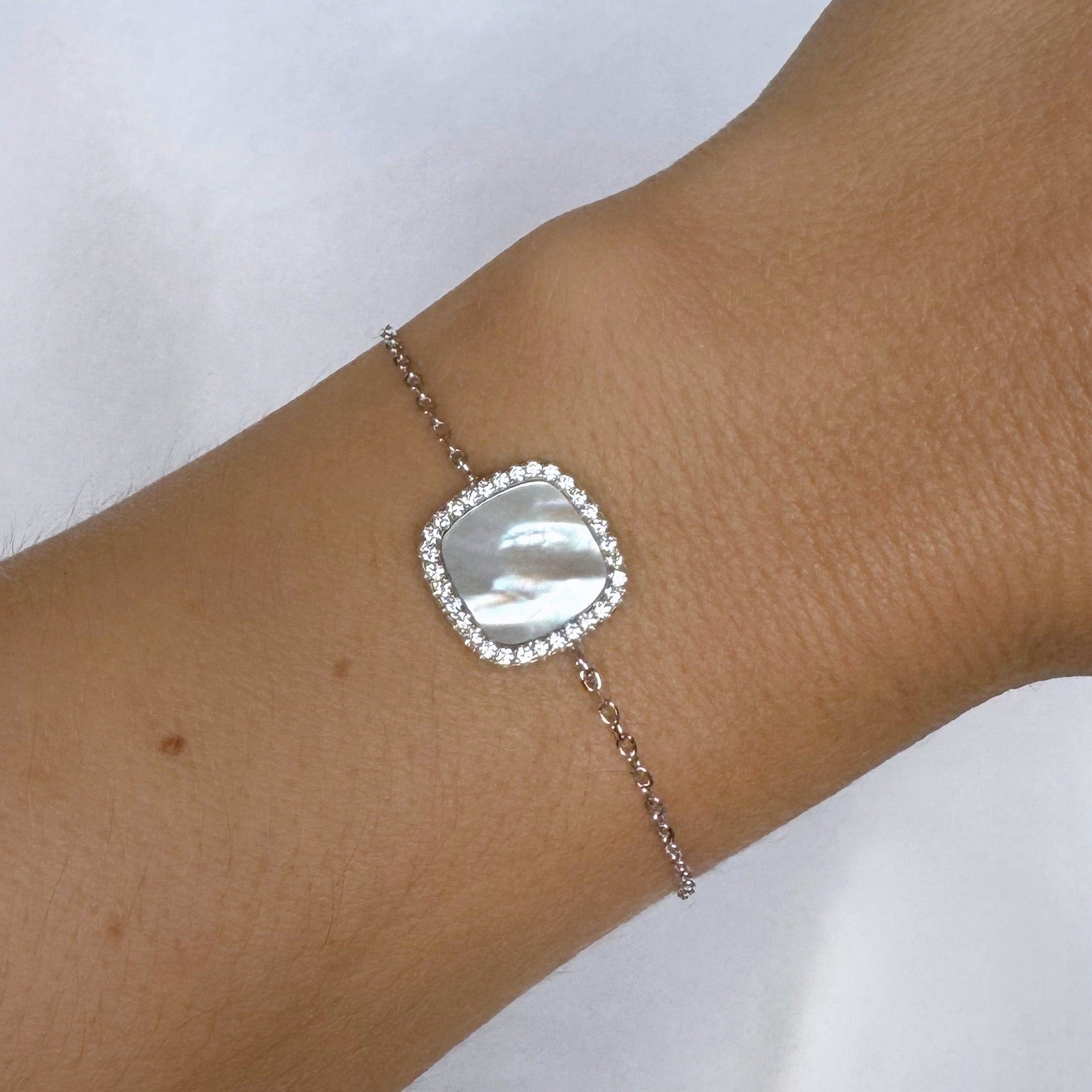 Bracelet « Nacre sertie » argent 925