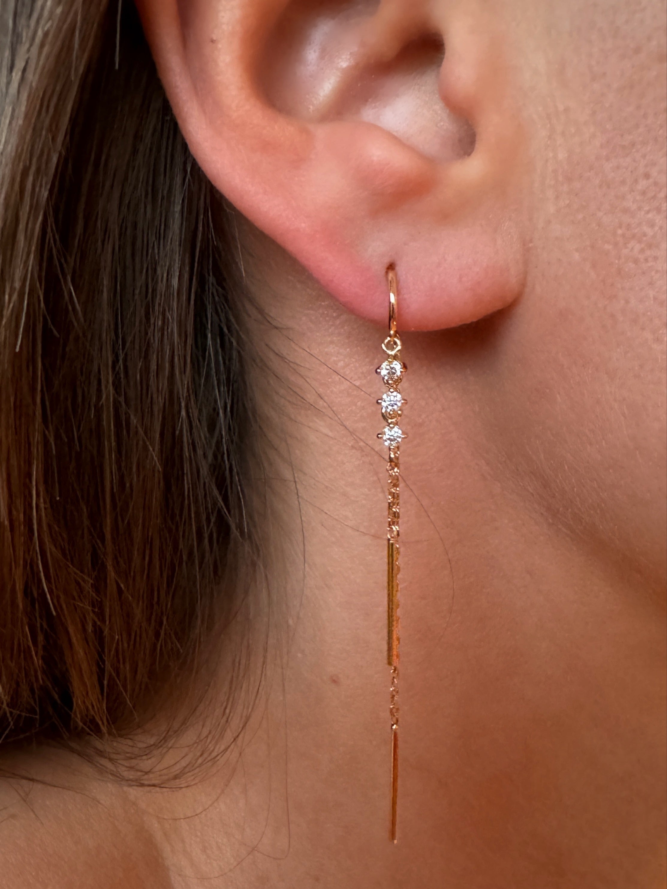 Boucles d'oreilles pendantes "Hermione" plaqué or