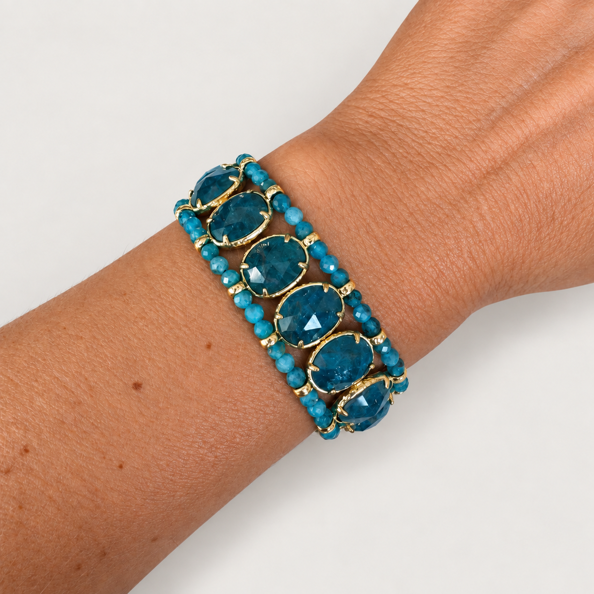 Bracelet manchette 10 pierres ovales